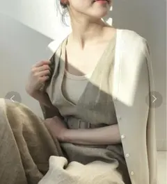 IENA RibVネックカーディガン