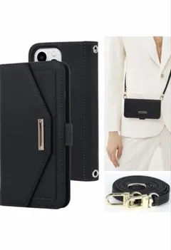 ブラック 手帳型ケース iPhone14 pro