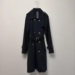 ネイビー 紺　ロング　トレンチコート ダブルブレスト　ベルト付き