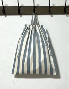 B596・LL35×40㎝ハンドメイドお着替え袋・体操着袋★ストライプ