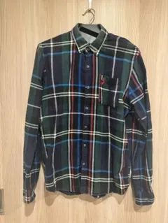 SCOTCH & SODA チェックネルシャツ 刺繍入 濃紺×緑のサムネイル