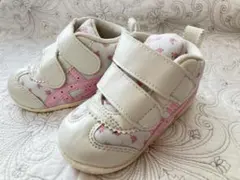 asicsベビー ホワイト×ピンク花柄