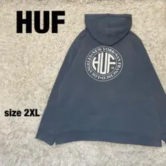 【即完売】HUF ハフ パーカー バックビッグロゴ　入手困難 希少 2XLのサムネイル