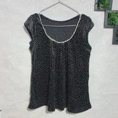 メルローズクレール(size4)ドット柄カットソー　レディース　ベロア　ブラックのサムネイル