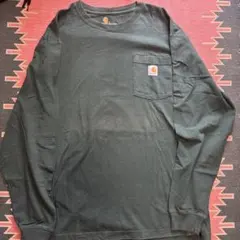 Carhartt 長袖 ポケットTシャツ ダークグリーン Lのサムネイル