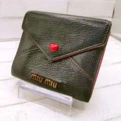 レア美品✨️ミュウミュウ◇ラブレター二つ折り財布 ゴールド金具