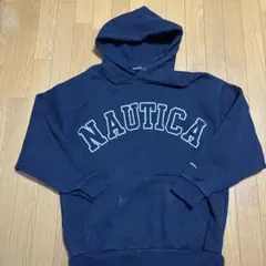 NAUTICA ロゴ刺繍 プルオーバーパーカー ネイビー