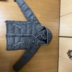 Navy フード付きグレー ダウンジャケット M