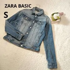 ザラベーシック デニムジャケット 薄青系 ダメージ ジージャン 綿/S