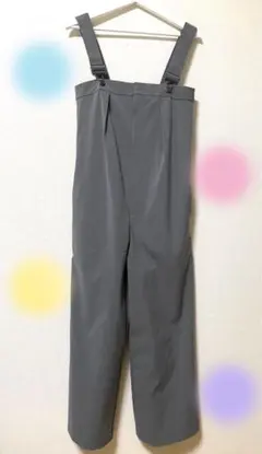 【美品】GU ジーユー ベアトップサロペットパンツ グレー Sサイズ