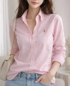 美品　ラルフローレン　オックスフォードシャツ　マルチポニー刺繍　コットン100