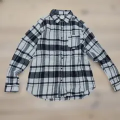 【CUBE SUGAR】起毛チェックシャツ　モノトーン　レギュラーシャツ　長袖