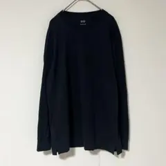 ユニクロ エアリズムコットン UVカット クルーネックＴ 長袖カットソー 黒 M