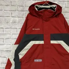 コロンビア　マウンテンパーカー中綿レッドL ロゴ刺繍アウトドア0203