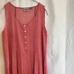 90s ギンガムチェック プリーツ ロング丈 ワンピース サイズS