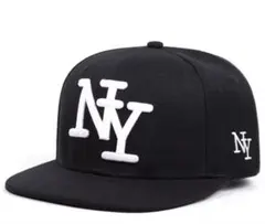NYロゴ刺繍 ブラックベースボールキャップ
