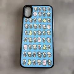 サル柄 iPhoneX用ケース おさる　バナナ　水色