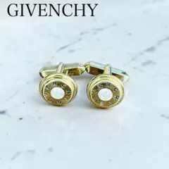 美品 GIVENCHYジバンシィヴィンテージ カフスボタンゴールドロゴ ストーン