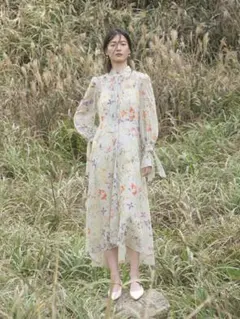 FRAY I.D ボリュームスリーブボウタイフレアワンピース