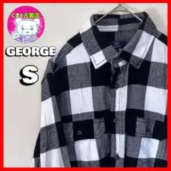 usa古着 GEORGE ネルシャツ S チェック ブラック ホワイト