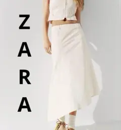 極美品★ZARA★アシンメトリロングスカートXS/オフホワイト/フェミニン