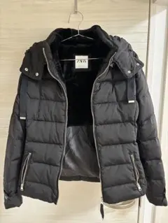 ZARA ブラック ダウンジャケット フード付き