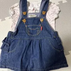 【美品】ミキハウス　花柄ロンパースとジャンパースカート