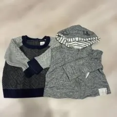 フード付きパーカー・ケーブル編みニットセーター