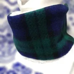 １点のみ☆フリース スヌード 緑と紺のチェック柄