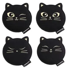 スターバックス スタバ 海外台湾 ハロウィン 黒猫のコースター 4点セット