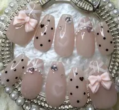 ネイルチップ　フレンチガーリー　量産型　ピンク　現品　オーダー