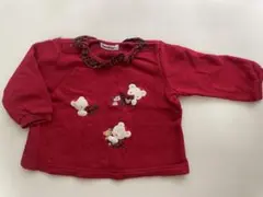 familiar 赤 クマ刺繍 トレーナー 80