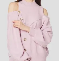 SNIDEL オープンショルダーボタンニットプルオーバー