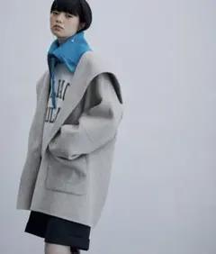 Super120's ウールリバーハーフコート