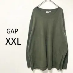 GAP オリーブグリーン 【XXL】長袖ニット　薄手　大きめ　ゆったり　シンプル
