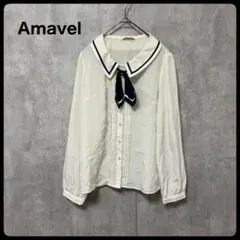 # Amavel セーラー襟リボンブラウス トップス　ブラウス　ホワイト