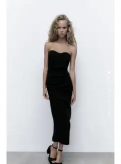 新品未使用タグ付き ドレープディテール入りミディ丈ワンピース