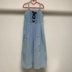 LOVETOXICラブトキシック　レースアップワイドデニムサロペット　S140