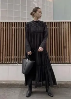 laubeblanc Yoke Lace Volume Dress Black - メルカリ