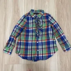 Ralph Lauren チェック柄フリルシャツ ロゴ 110㎝