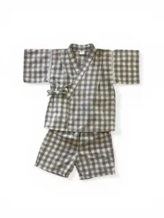 futafuta グレー系チェック 甚平 90cm