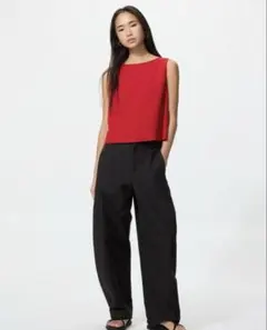 UNIQLO ジャージーバレルレッグパンツ　ブラック　S