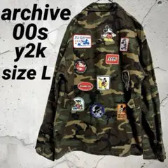 00s archive ミリタリーカモフラ ワッペンカスタム シャツ Y2K