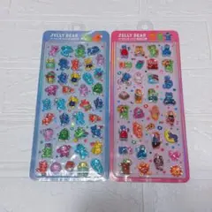 韓国 JELLY BEAR 3D クリスタル ステッカー シール 2種セット