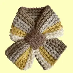 ハンドメイド　ミニマフラー　ショートマフラー　ぽこぽこ　グラデーション　黄色