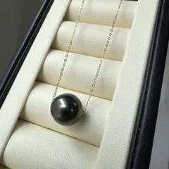 大珠　黒蝶真珠　セミラウンド　silver925 スルーネックレスのサムネイル