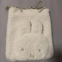 ミッフィー　オペークドットクリップ　バッグ　ボアホワイト