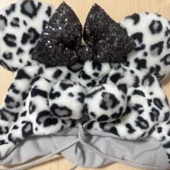 ディズニー　ファンキャップ　ヒョウ柄　リボン