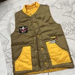 美品☆ヒステリック ☆リバーシブルベスト オリーブグリーン/イエロー☆１２０
