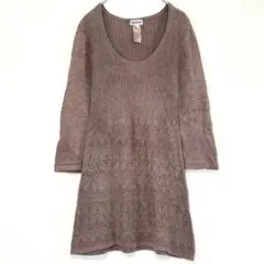 Street One 【EUR36】透かし編み切替 リブニット チュニック モカ